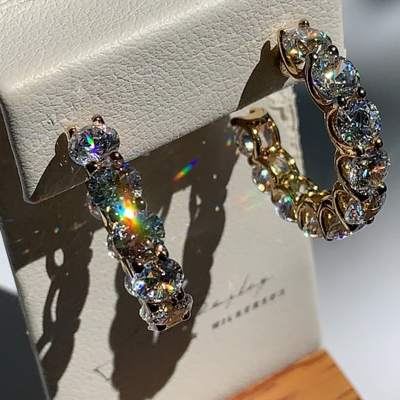 Uternity Hoop Earrings Sterling Silver 925 14K YG - Picture 2 of 12